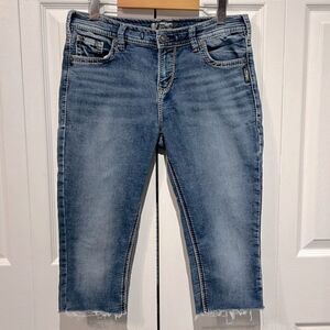 Silver Blue Boyfriend Joga Capris/Clamdiggers   Jeans Size 27‎